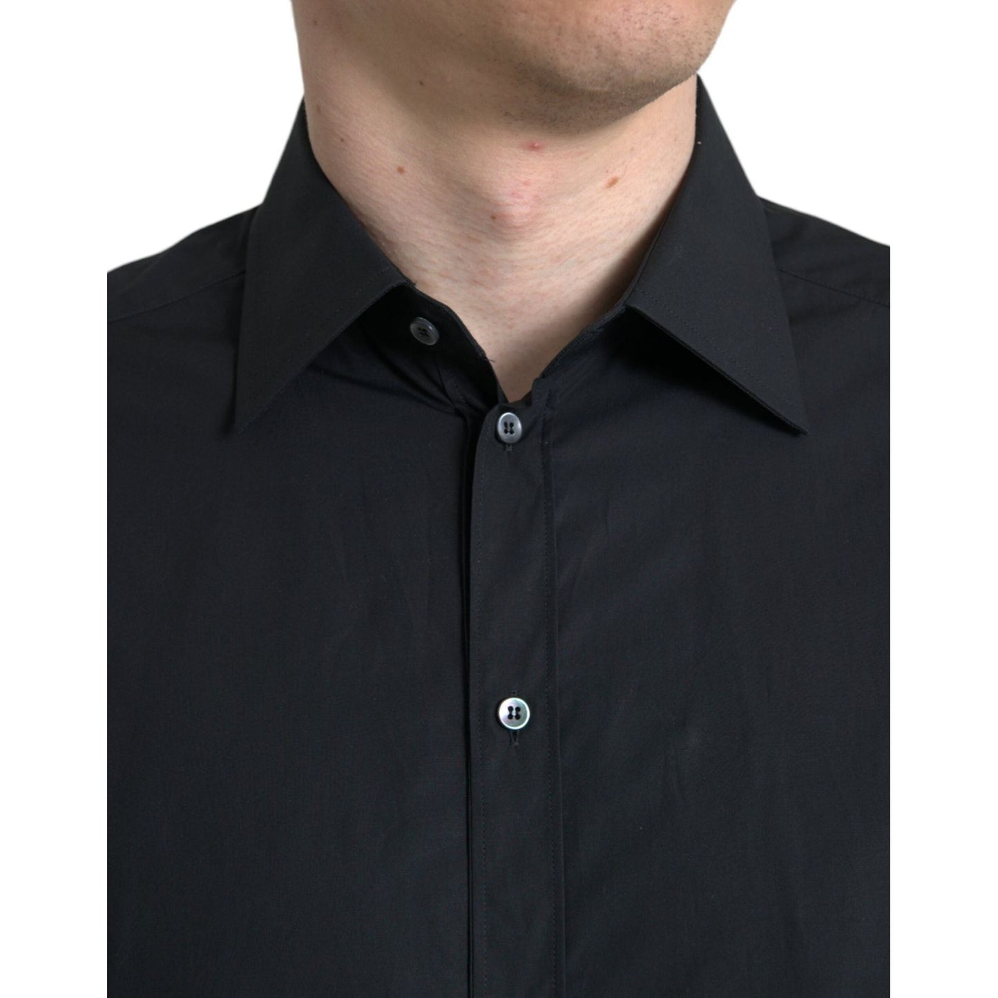 Sleek Black Slim Fit Italian Dress Shirt