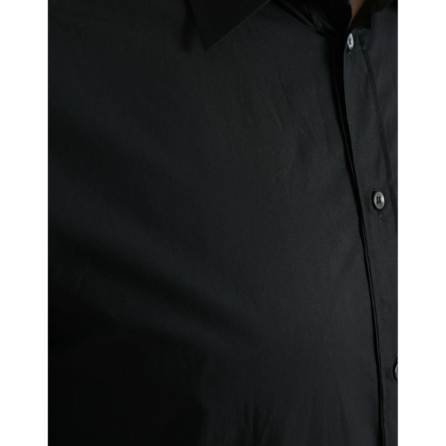 Sleek Black Slim Fit Italian Dress Shirt