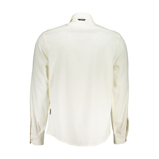 Elegant White Cotton Long Sleeved Men's Shirt