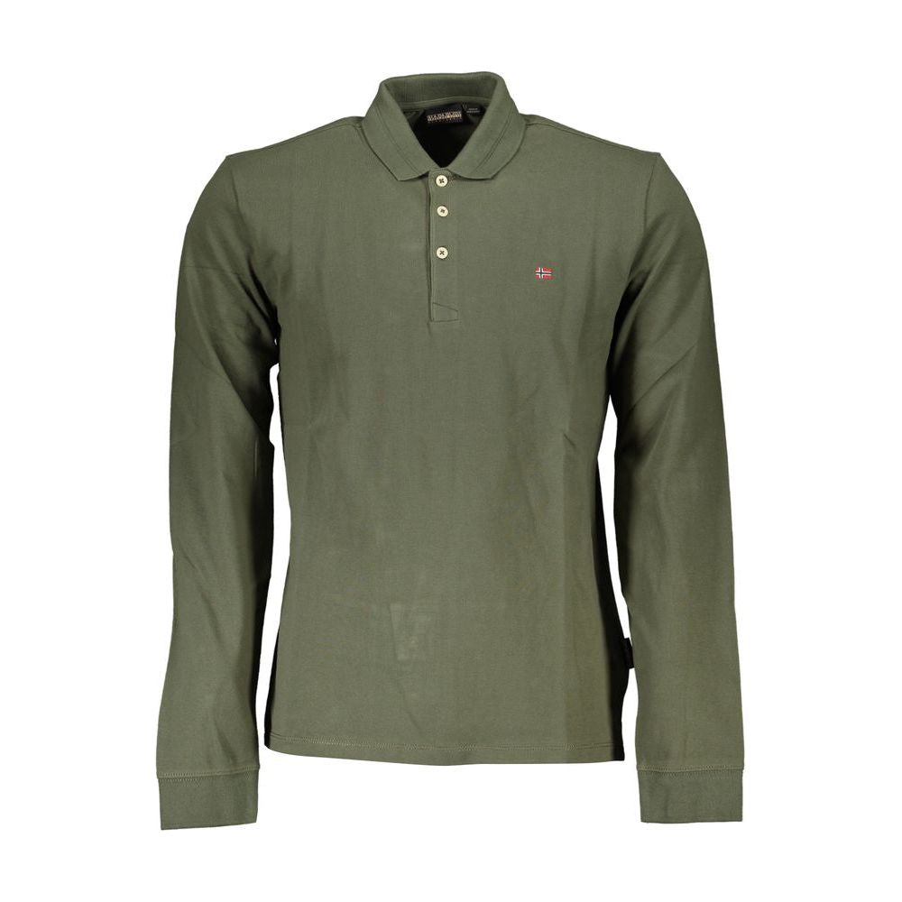 Classic Emerald Cotton Polo Shirt - Long Sleeved