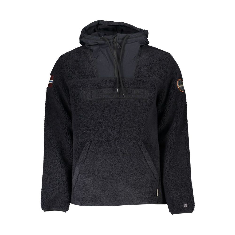 Sleek Half-Zip Recycled Hoodie in Black