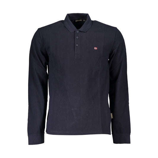 Elegant Long-Sleeved Blue Polo for Men Napapijri