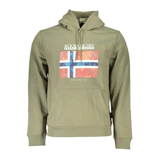 Napapijri Green Fleece Hooded Sweatshirt with Logo Napapijri