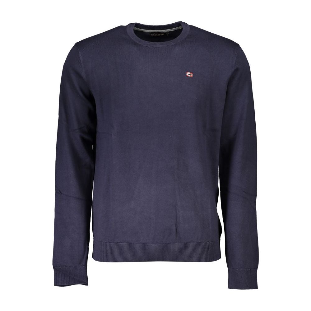 Classic Blue Crew Neck Cotton Sweater