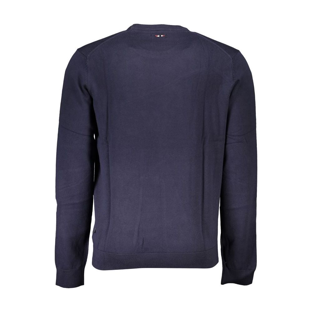 Classic Blue Crew Neck Cotton Sweater