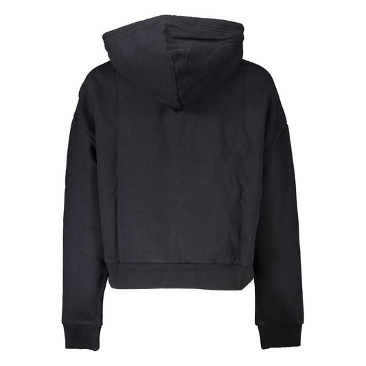 Chic Black Fleece Hooded Sweatshirt