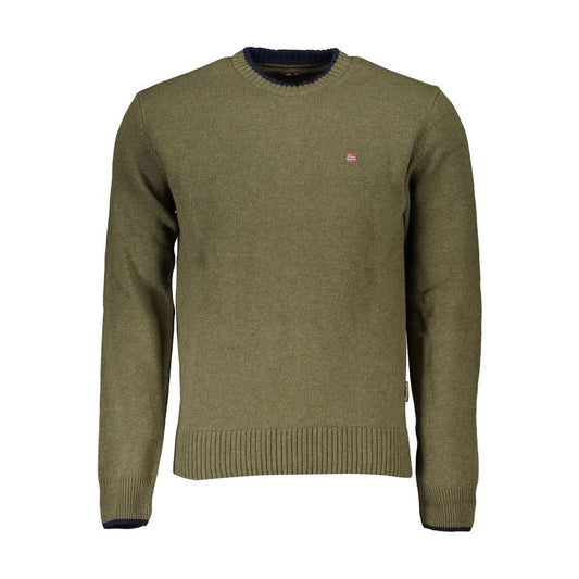 Elegant Crew Neck Green Sweater