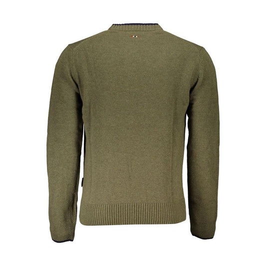 Elegant Crew Neck Green Sweater