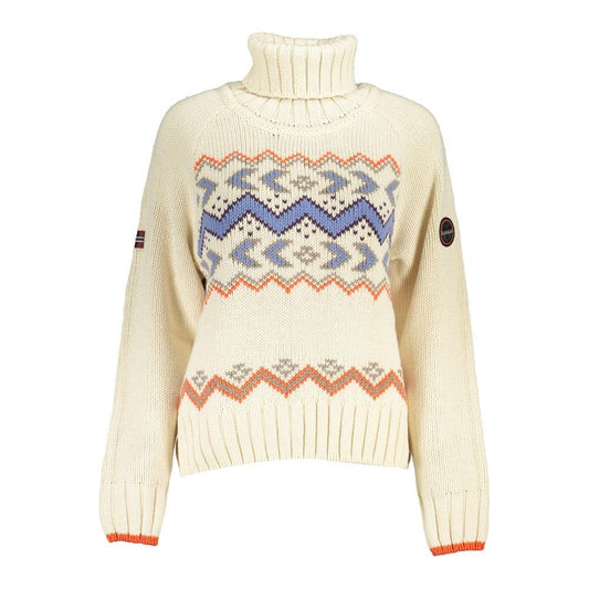 Chic Beige High Neck Sweater with Elegant Detailing