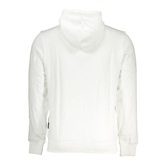 Elegant White Cotton Hooded Sweatshirt