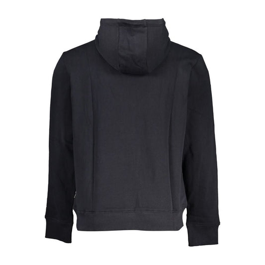 Sleek Black Cotton Hooded Sweatshirt