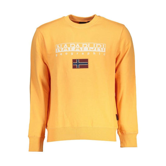 Sleek Orange Crew Neck Embroidered Sweatshirt