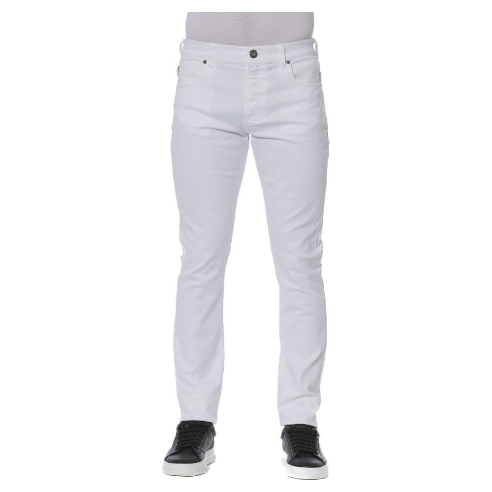 Elegant White Cotton Blend Jeans