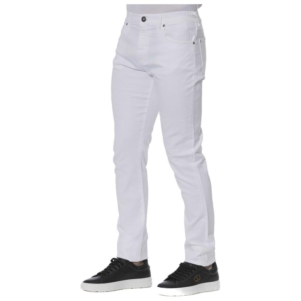 Elegant White Cotton Blend Jeans