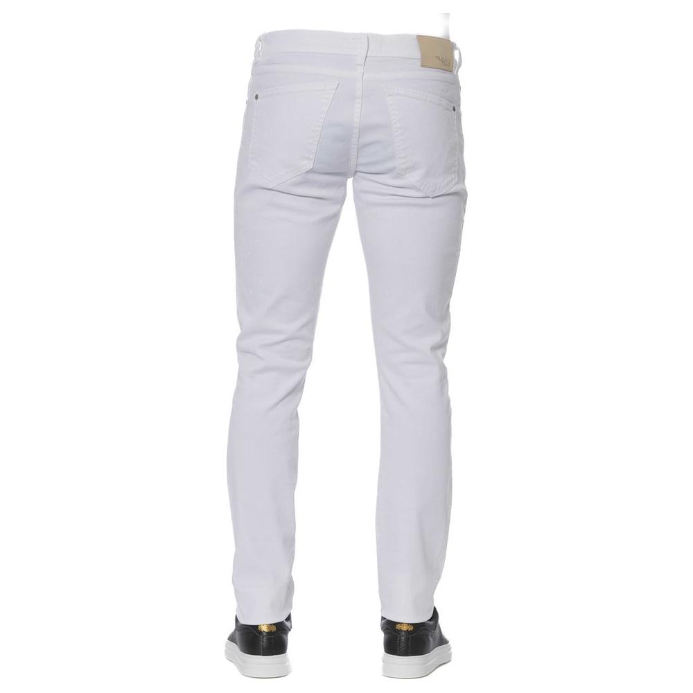 Elegant White Cotton Blend Jeans