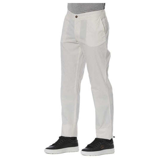 Chic White Cotton Blend Trousers Trussardi Jeans