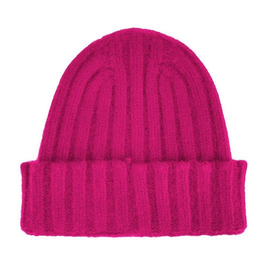 Fuchsia Ribbed Cashmere Beanie