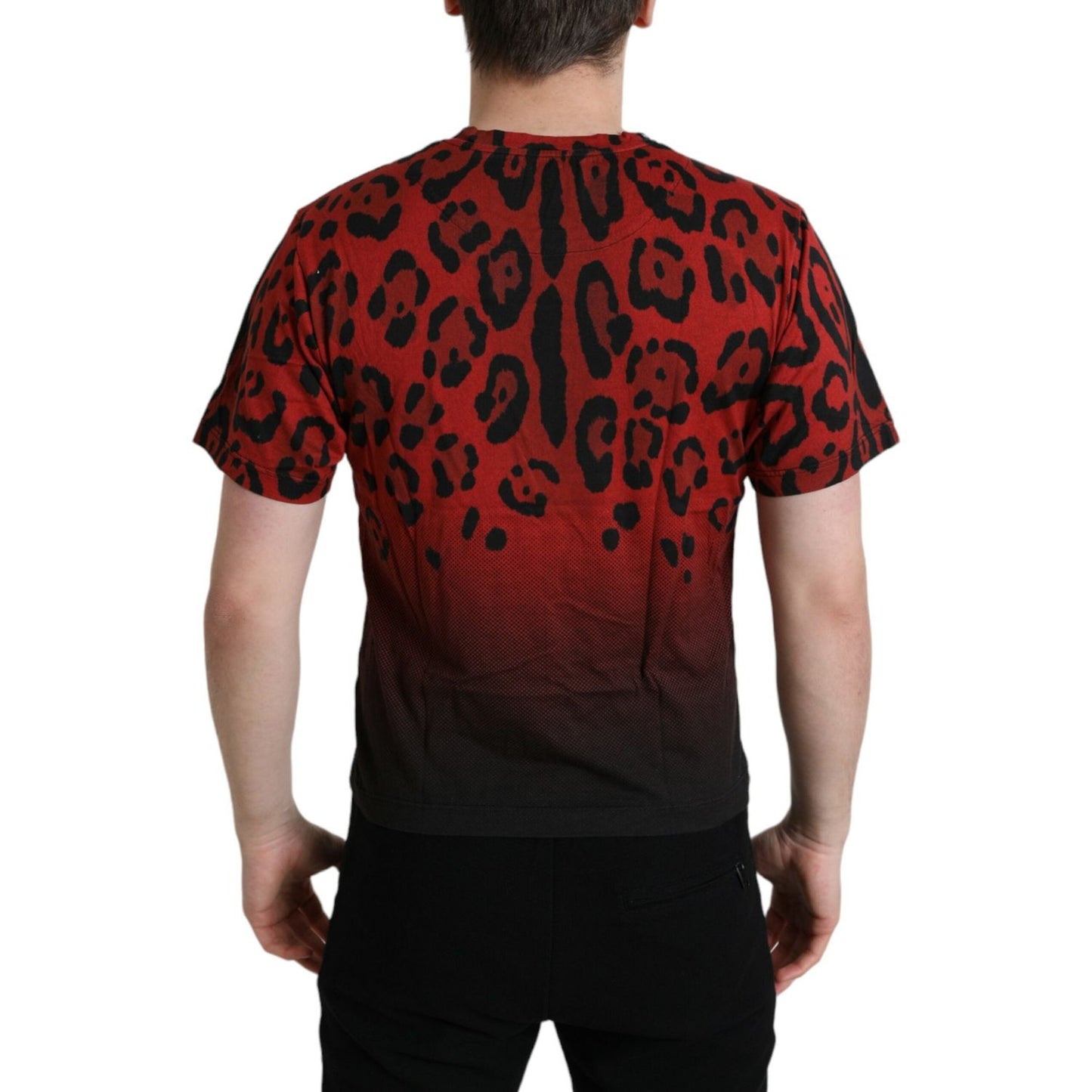 Red Leopard Print Crew Neck Tee