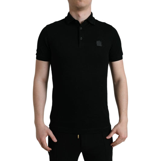 Elegant Black Cotton Polo Shirt