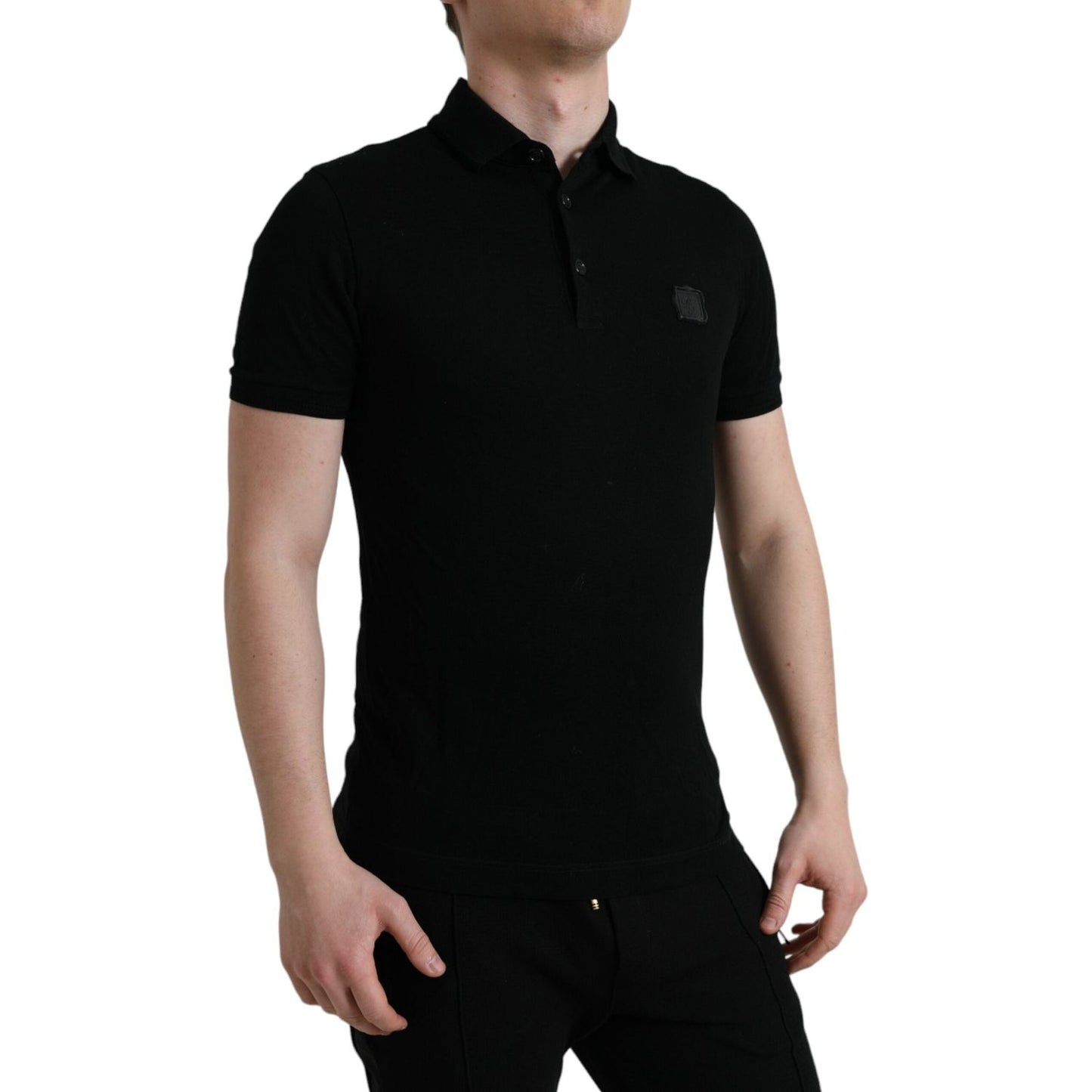 Elegant Black Cotton Polo Shirt