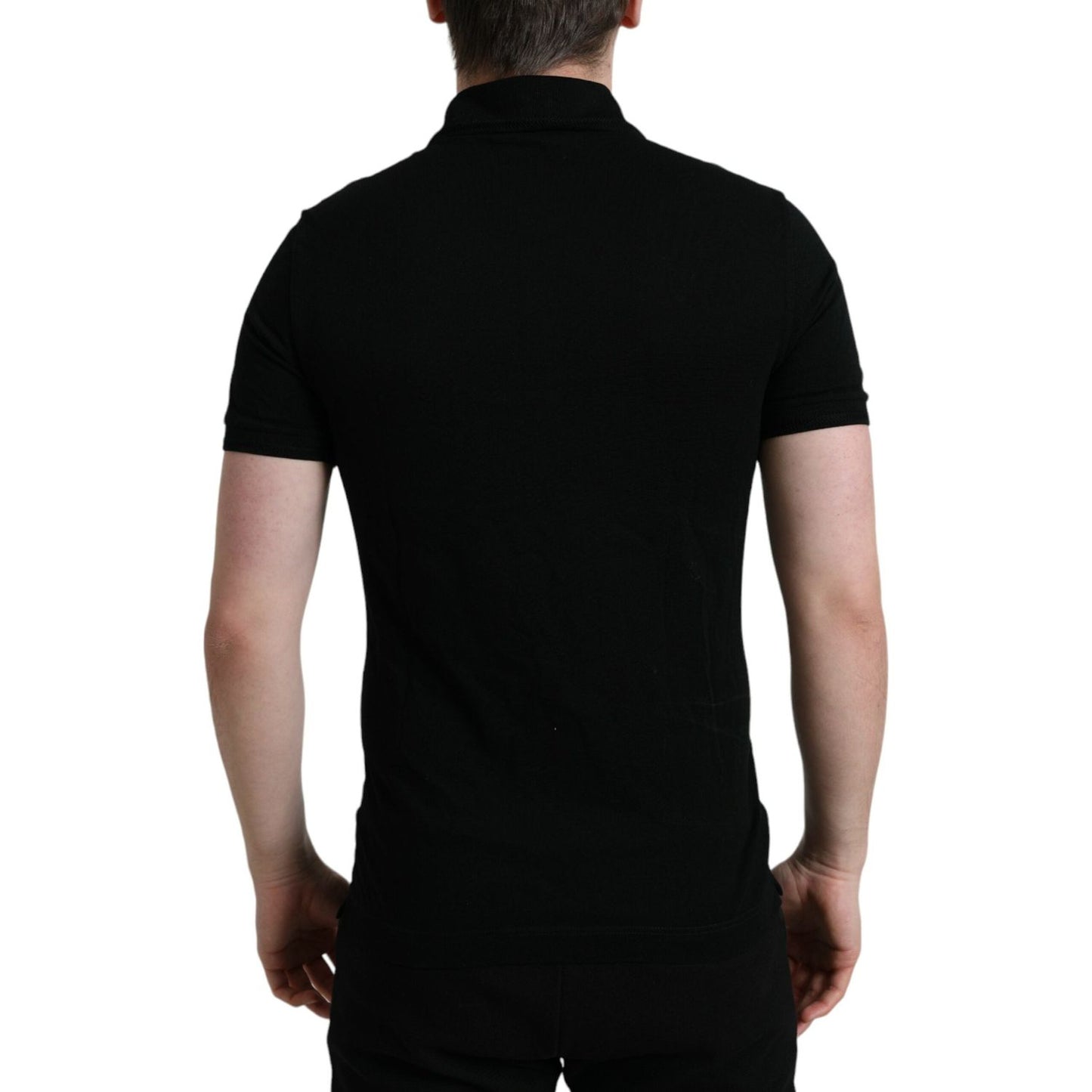 Elegant Black Cotton Polo Shirt