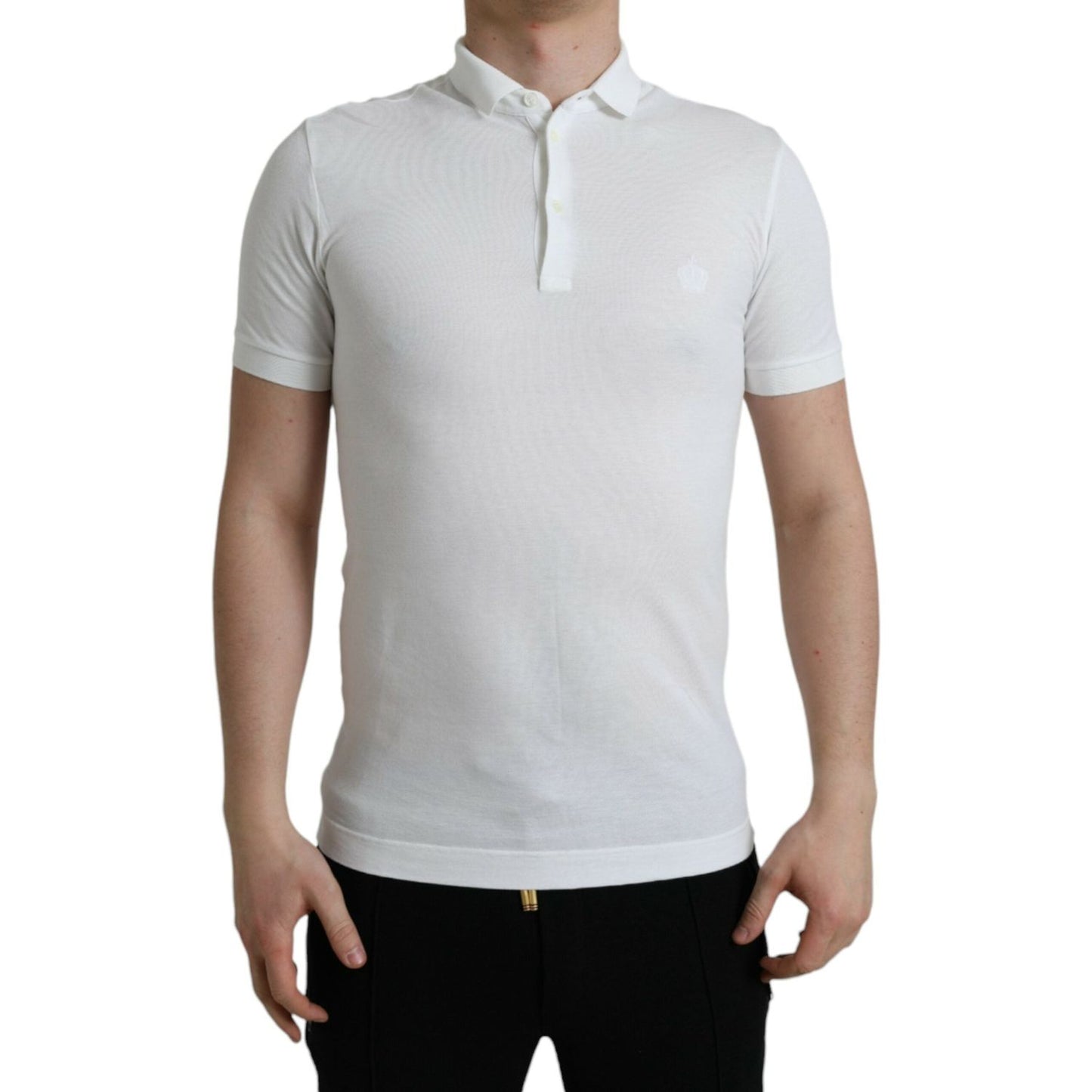 Crown Embroidered White Cotton Polo