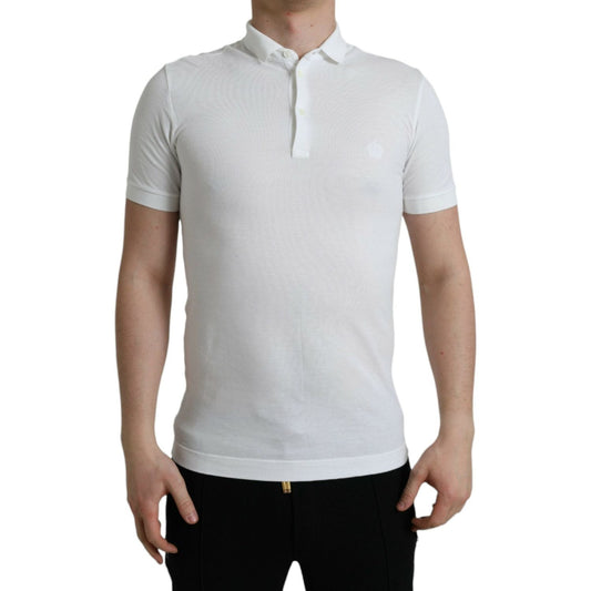 Crown Embroidered White Cotton Polo