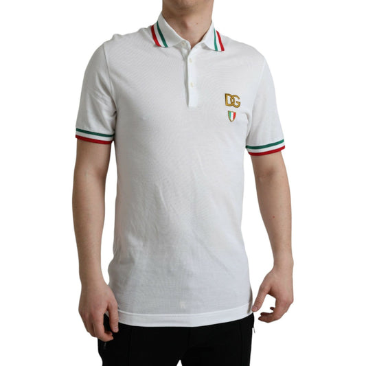 Elegant White Cotton Polo with Logo Detail