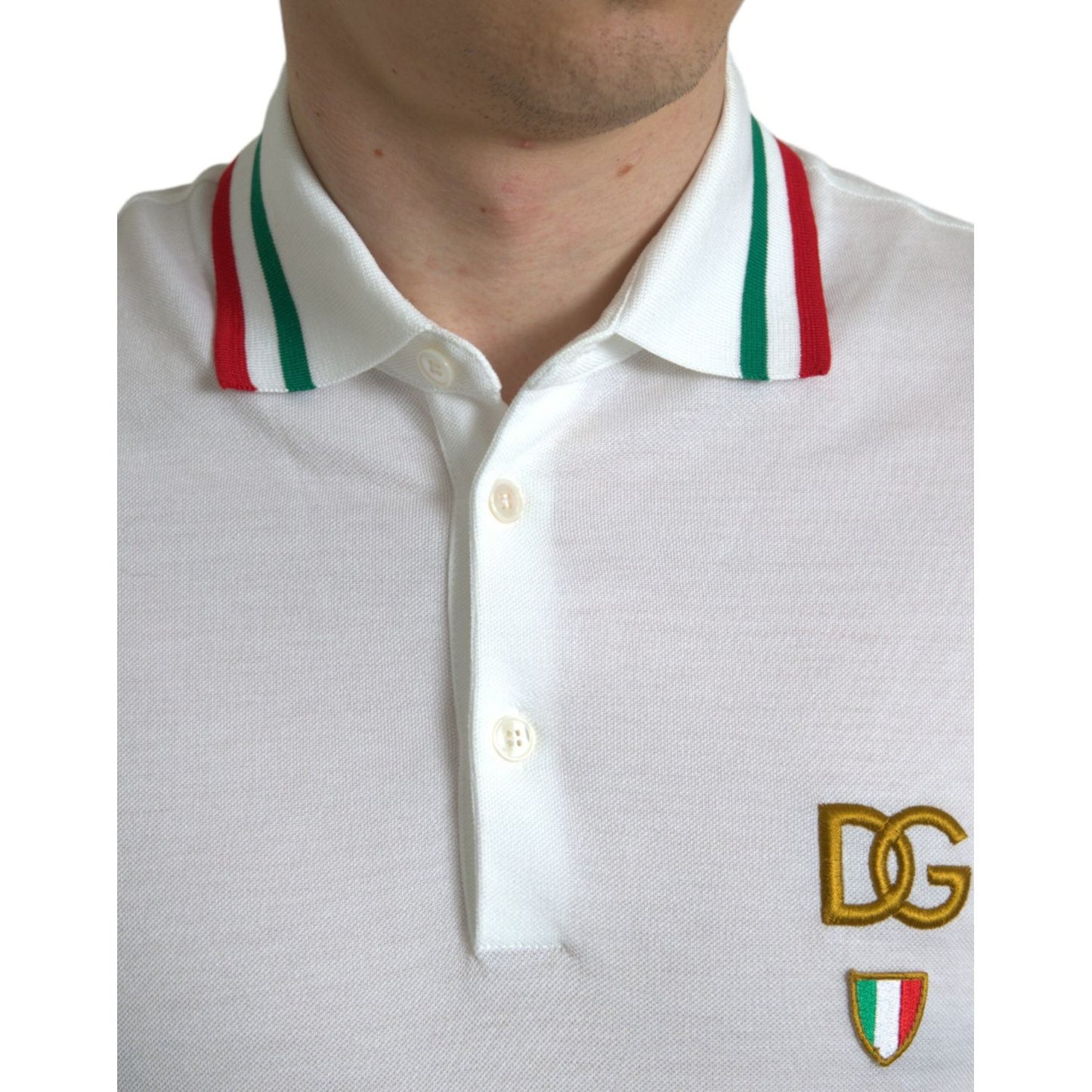 Elegant White Cotton Polo with Logo Detail