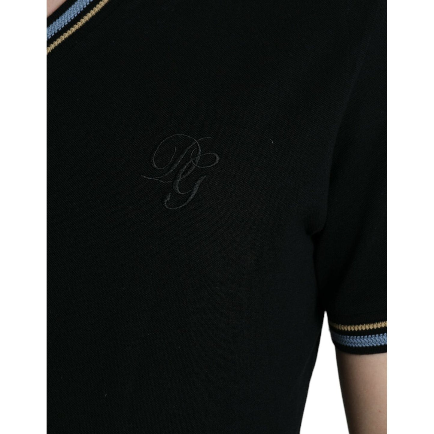 Elegant Black V-Neck Polo Tee