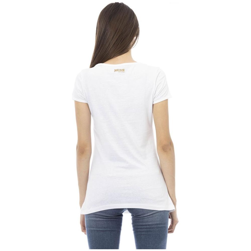 Elegant Cotton Crew Neck Tee with Front Print