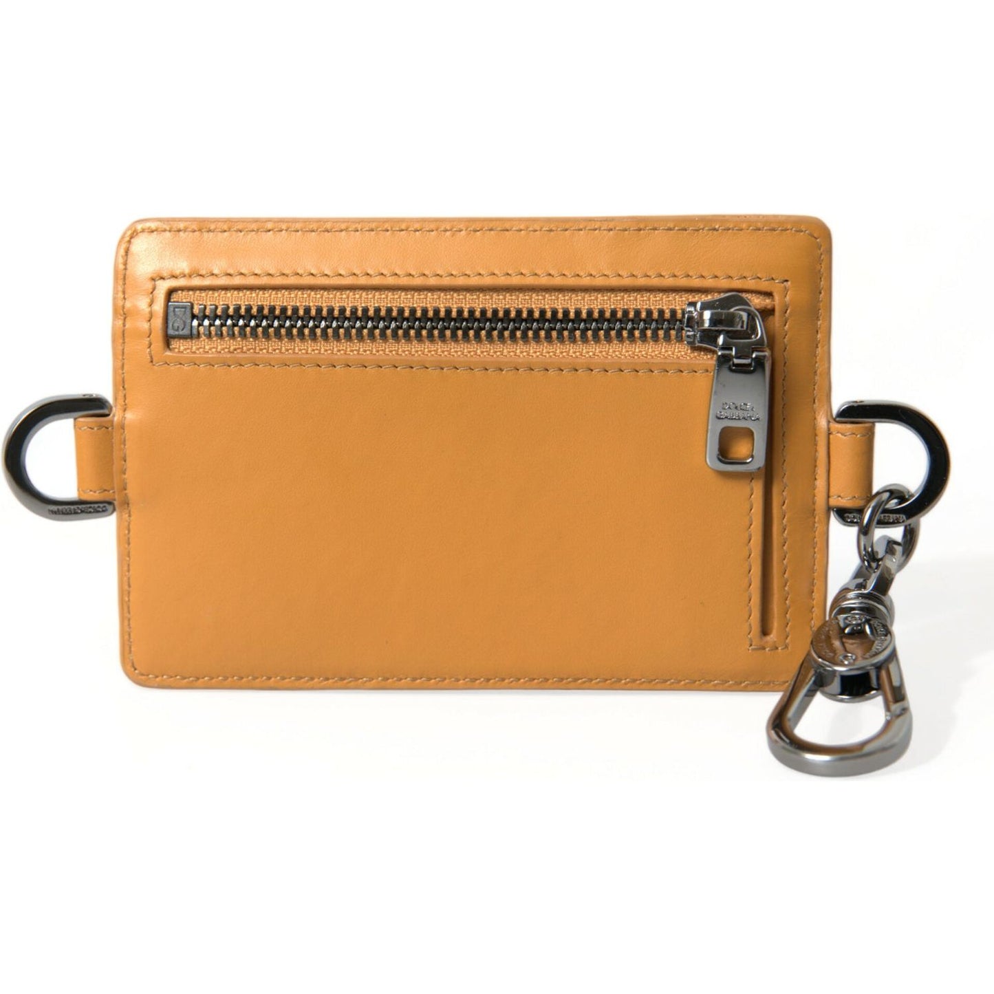 Elegant Orange Calf Leather Card Holder