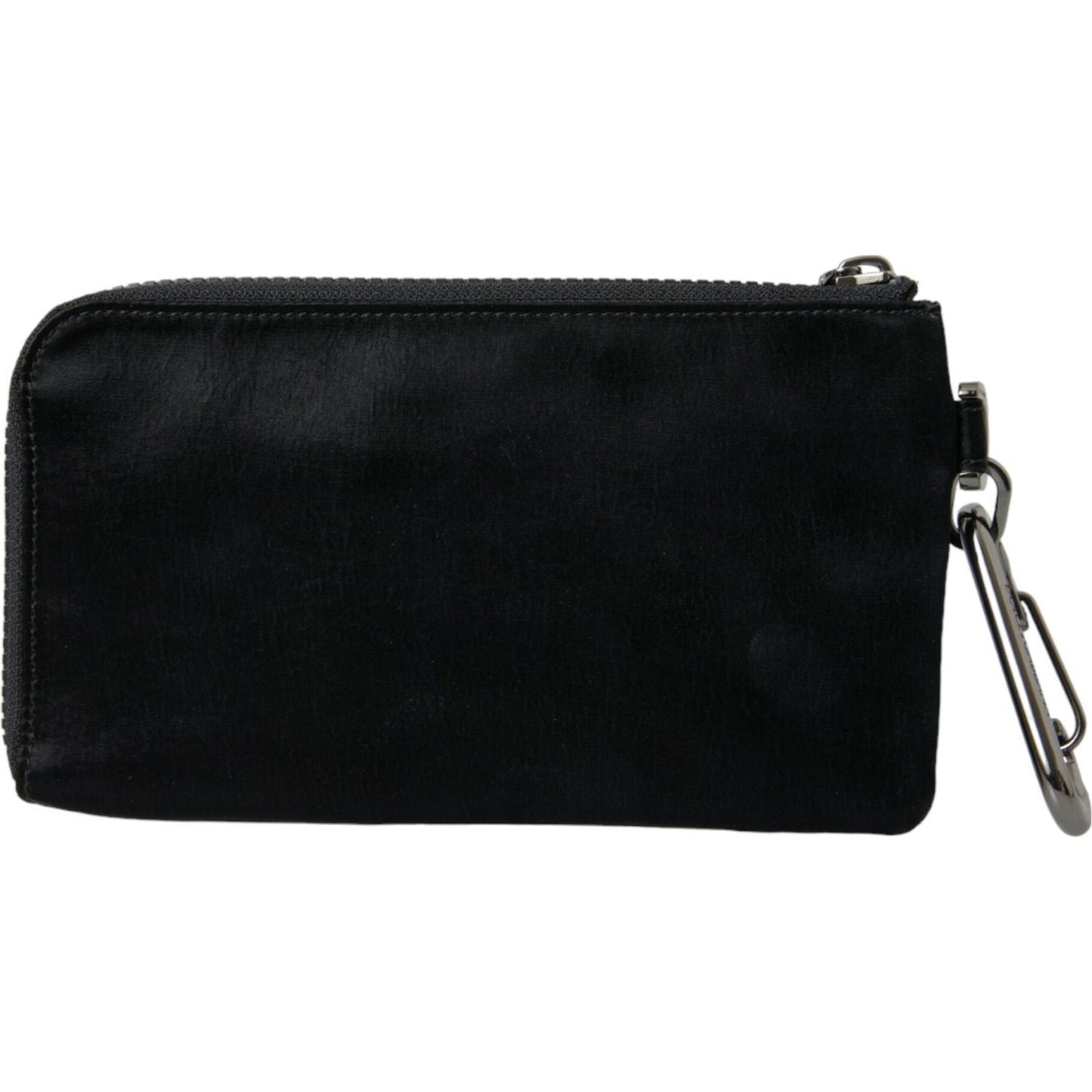 Sleek Designer Nylon-Leather Pouch in Black