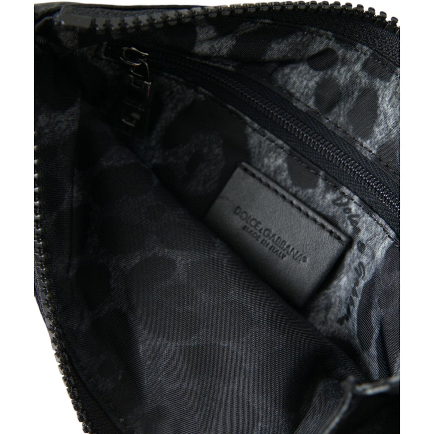 Sleek Designer Nylon-Leather Pouch in Black