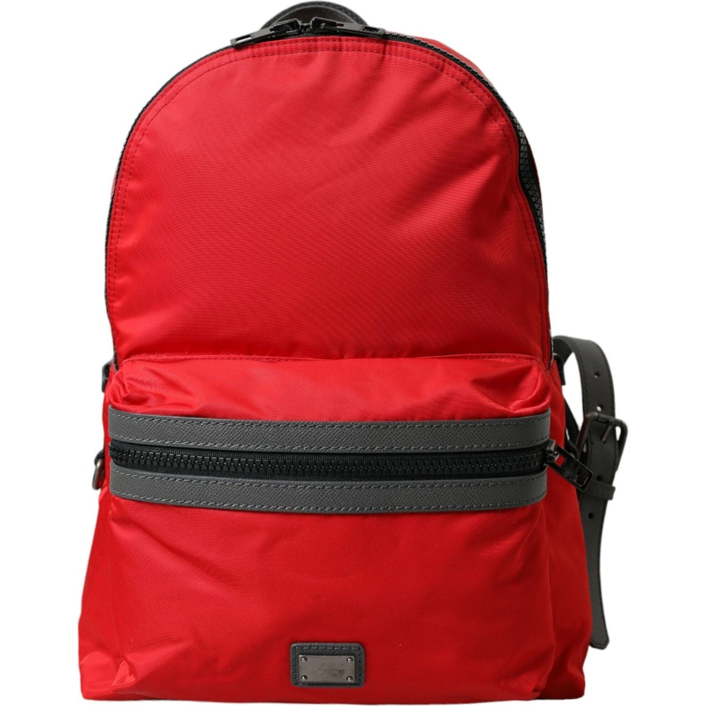 Elegant Red Nylon-Leather Backpack