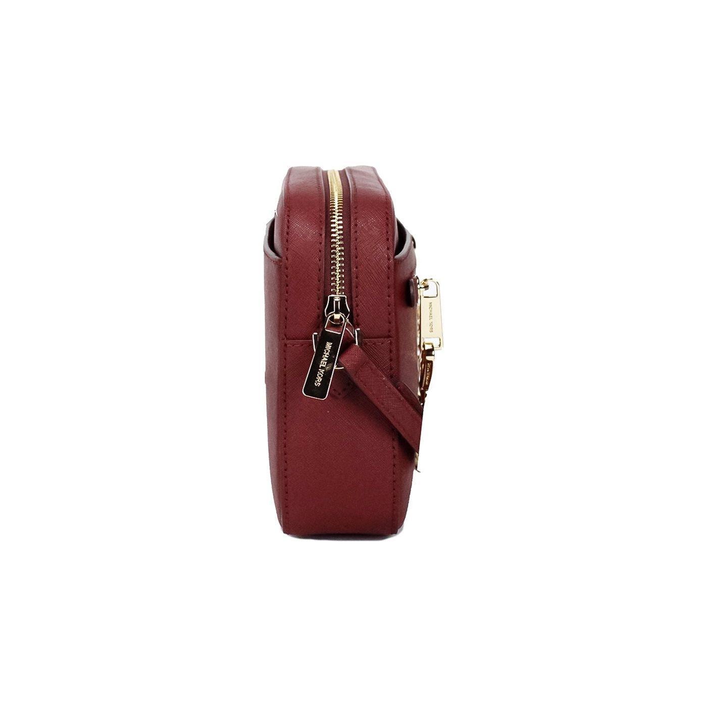 Jet Set East West Large Dark Cherry Leather Zip Chain Crossbody Bag