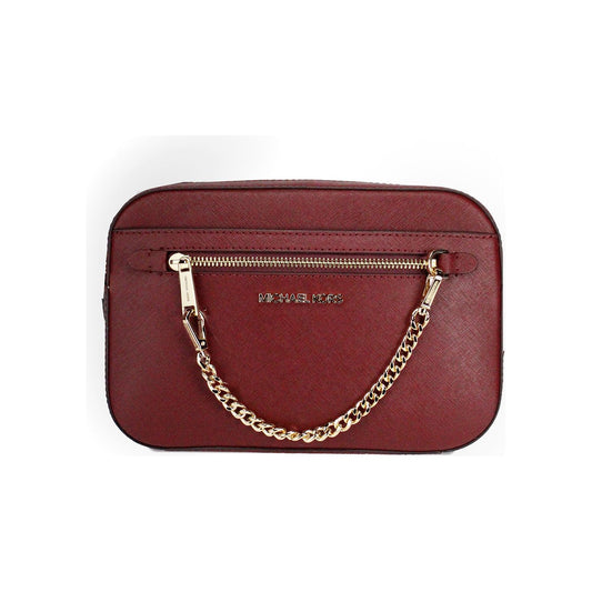 Jet Set East West Large Dark Cherry Leather Zip Chain Crossbody Bag