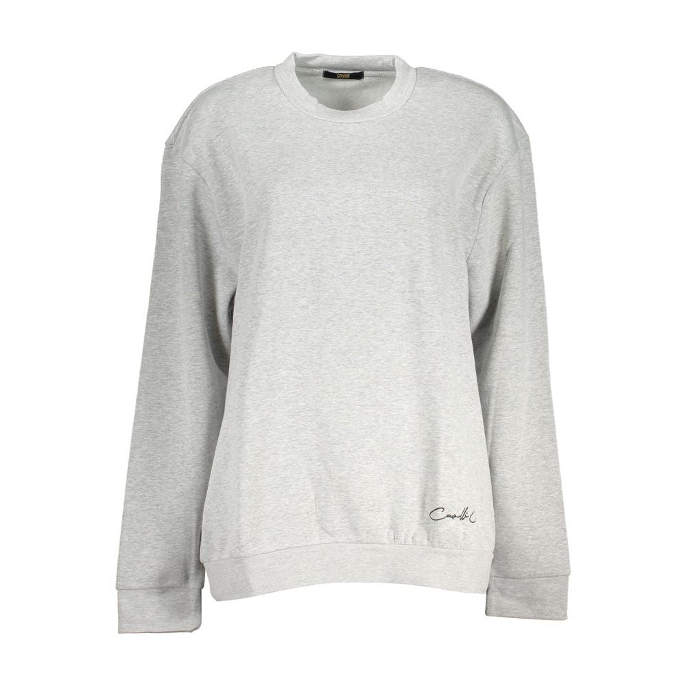 Chic Gray Embroidered Crew Neck Sweatshirt