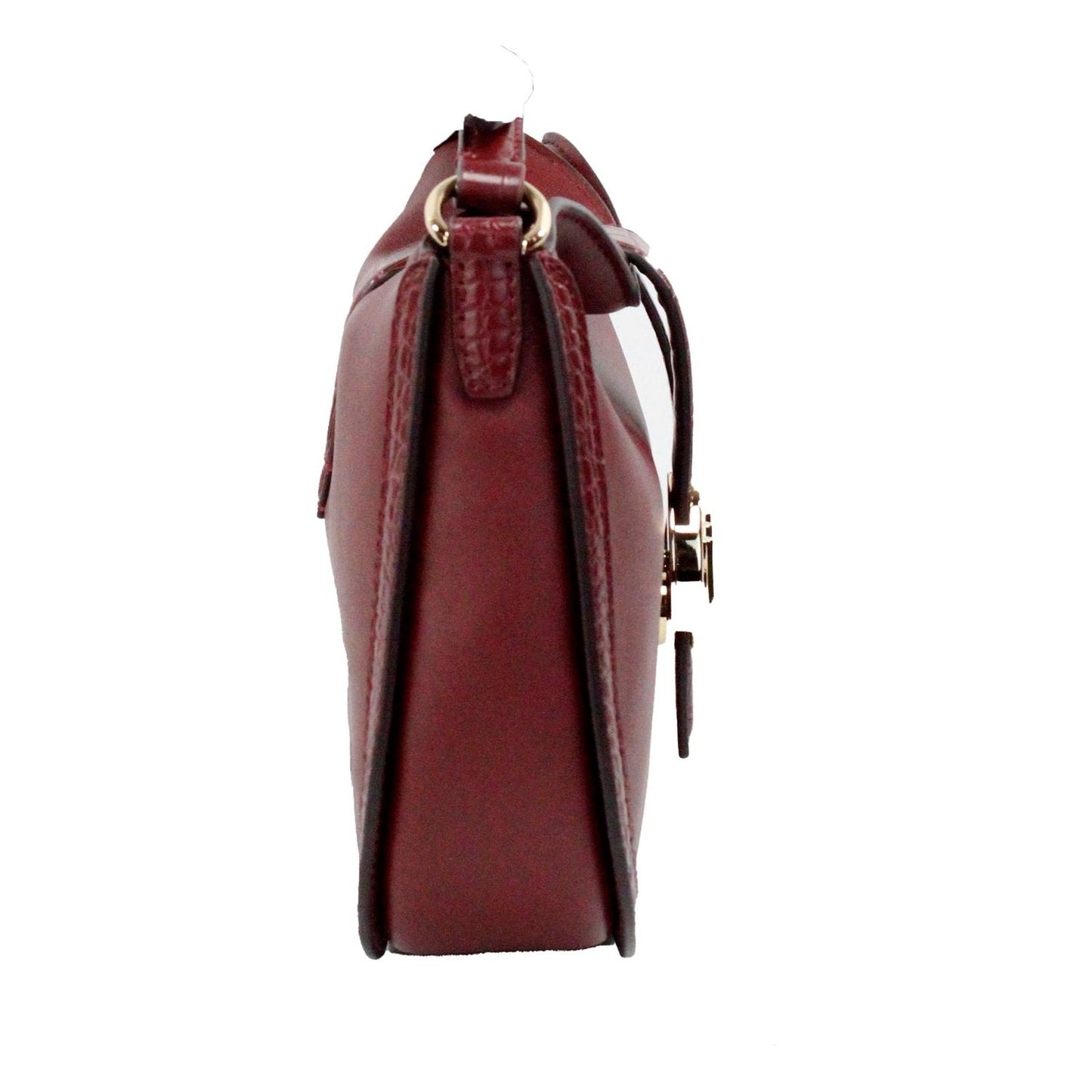 Gabby Small Dark Cherry Leather Foldover Hobo Crossbody Bag