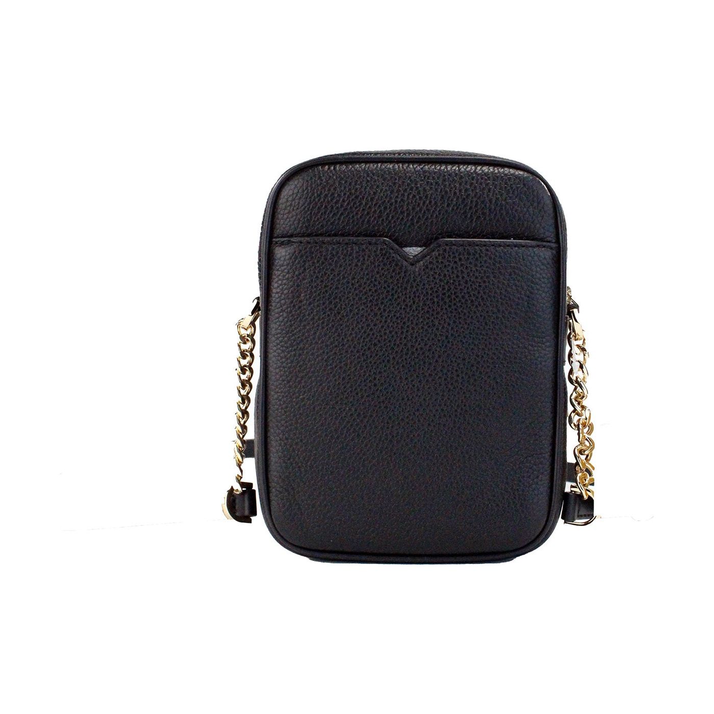 Flight Black Pebbled Leather North South Chain Crossbody Bag