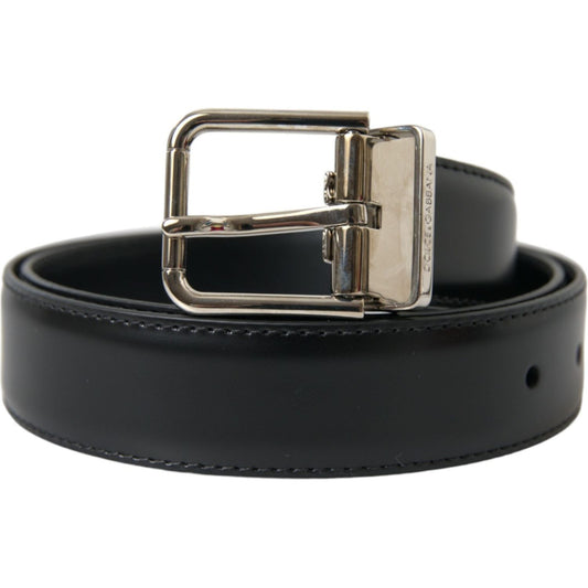 Elegant Black Calf Leather Belt