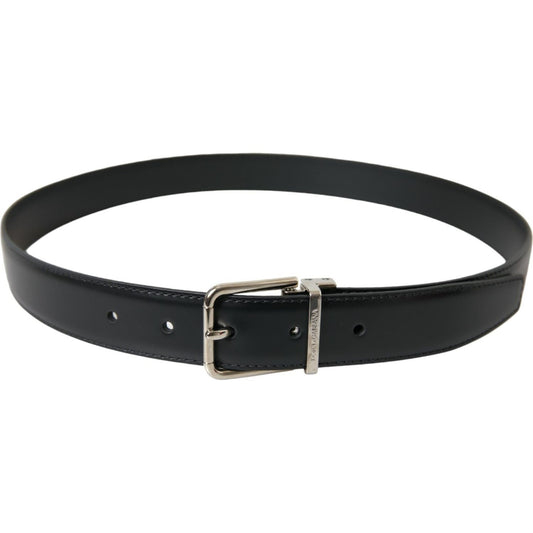 Elegant Black Calf Leather Belt