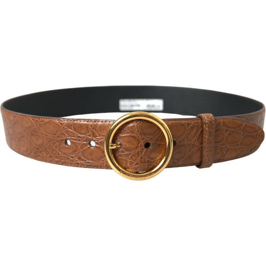 Elegant Exotic Leather Belt - Rich Brown