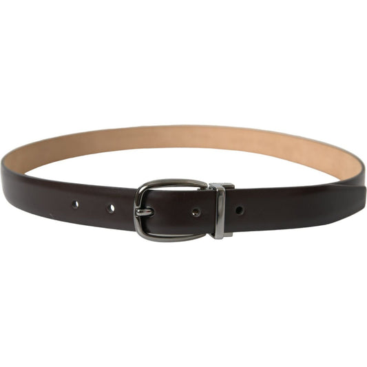 Dolce & Gabbana Elegant Dark Brown Leather Belt Dolce & Gabbana