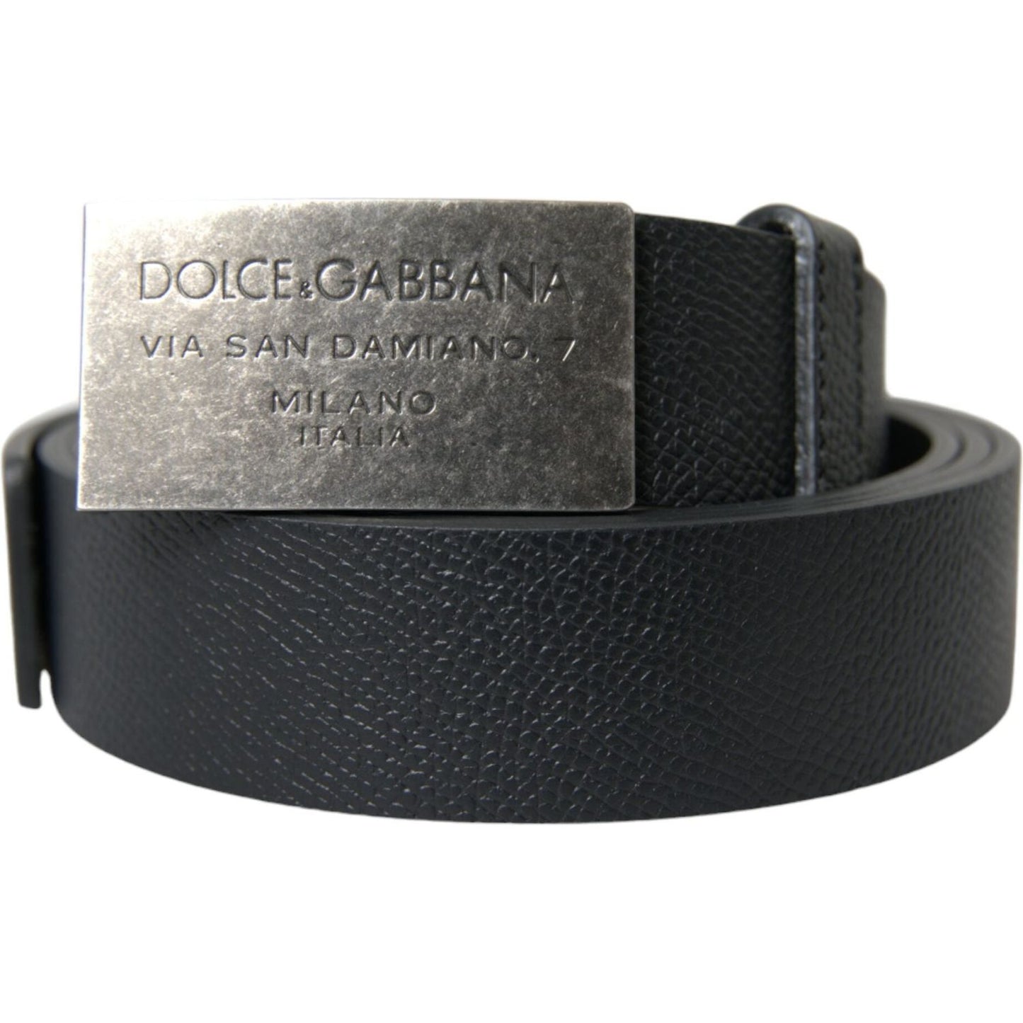 Elegant Black Leather Belt with Metal Buckle