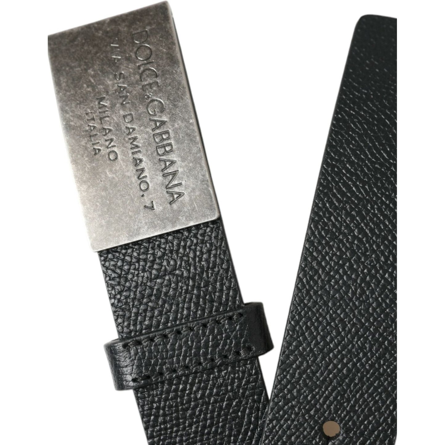 Elegant Black Leather Belt with Metal Buckle