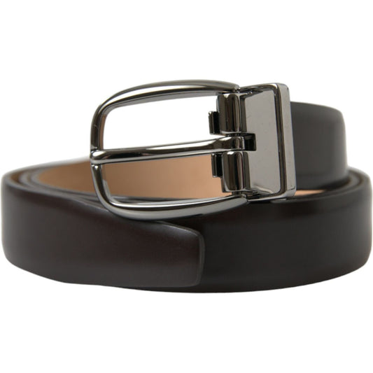 Elegant Dark Brown Calf Leather Belt