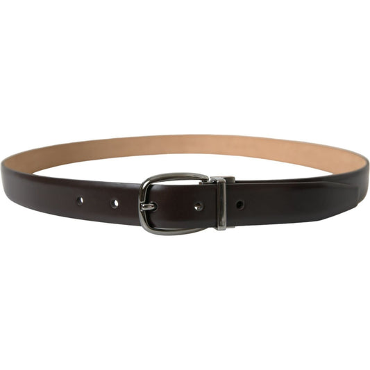 Elegant Dark Brown Calf Leather Belt