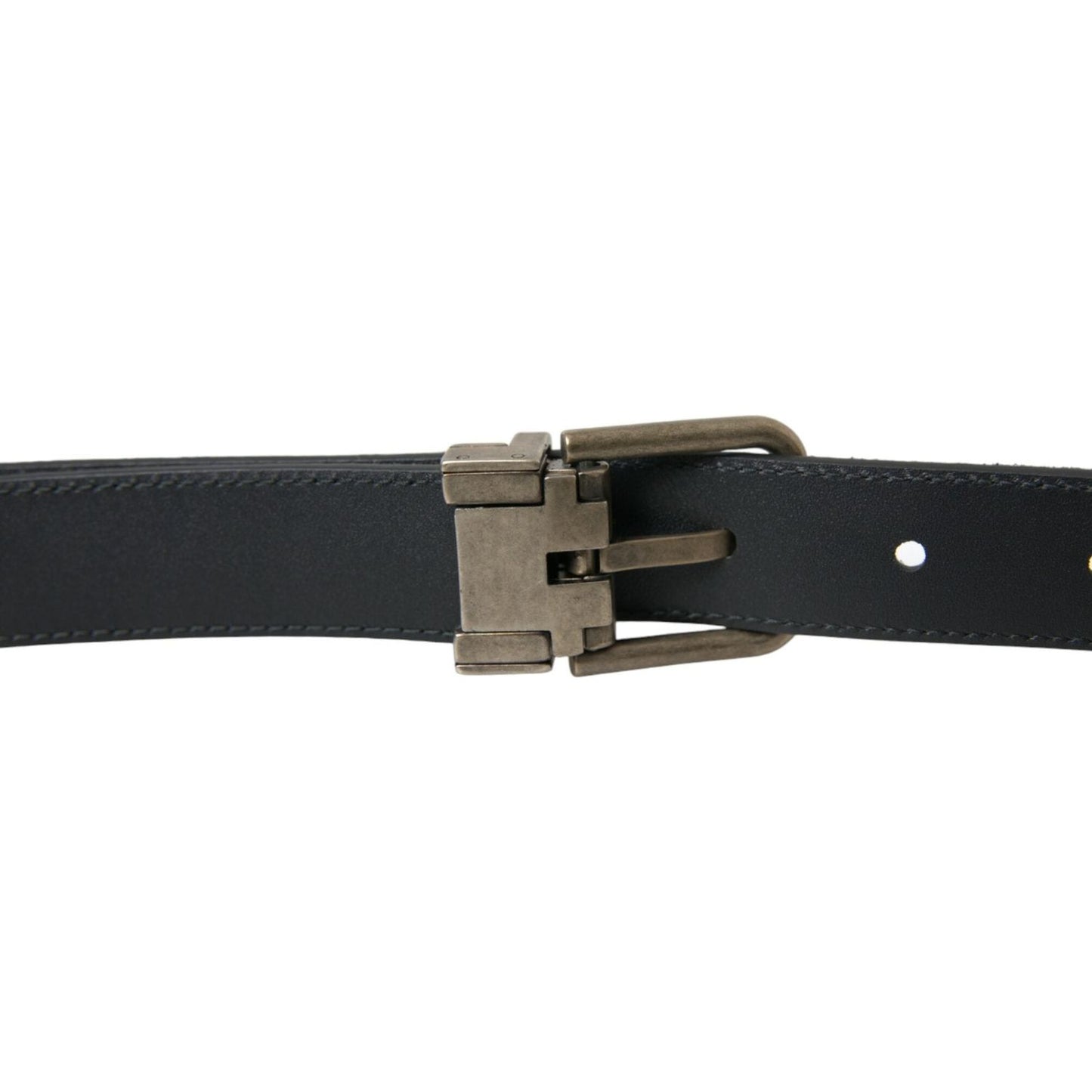 Elegant Black Leather Belt with Metal Buckle