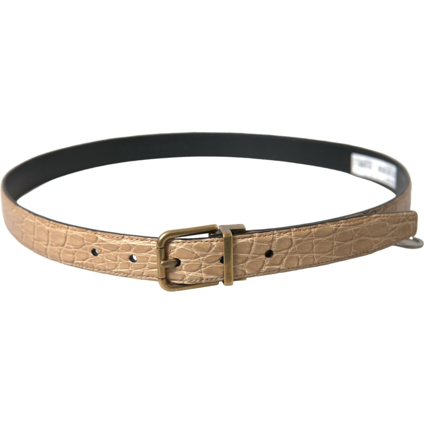 Dolce & Gabbana Beige Exotic Leather Gold Metal Buckle Belt